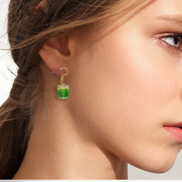 ❤️gorgeous green gemstone crystal unique earrings - Picture 3 of 6